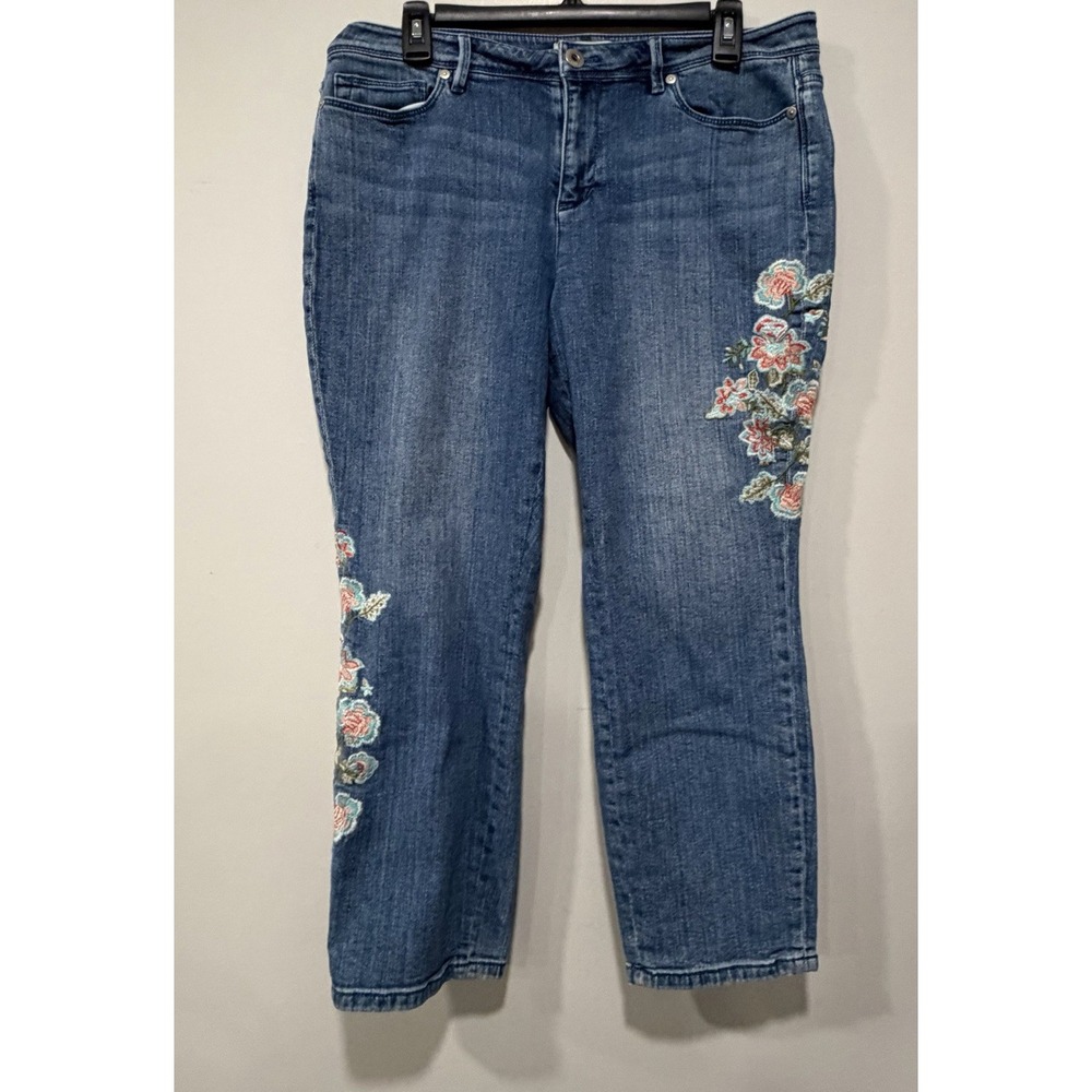 J. Jill Women's Pre-owned Woman's Size 12 Denim Embroidered Floral Jeans
